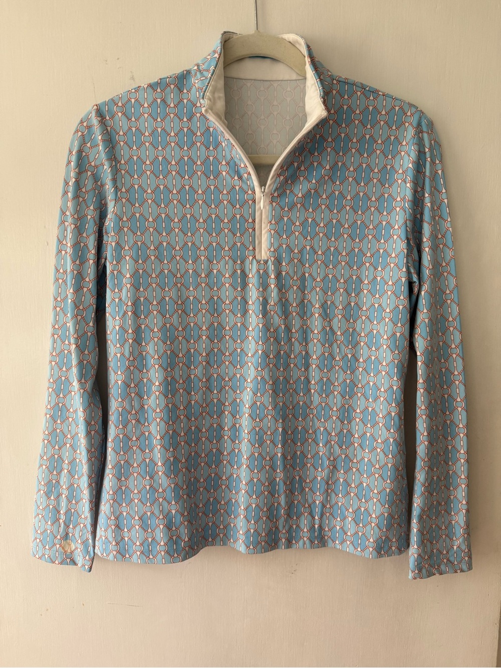 J. McLaughlin Turquoise Logo Tag with White Stitching